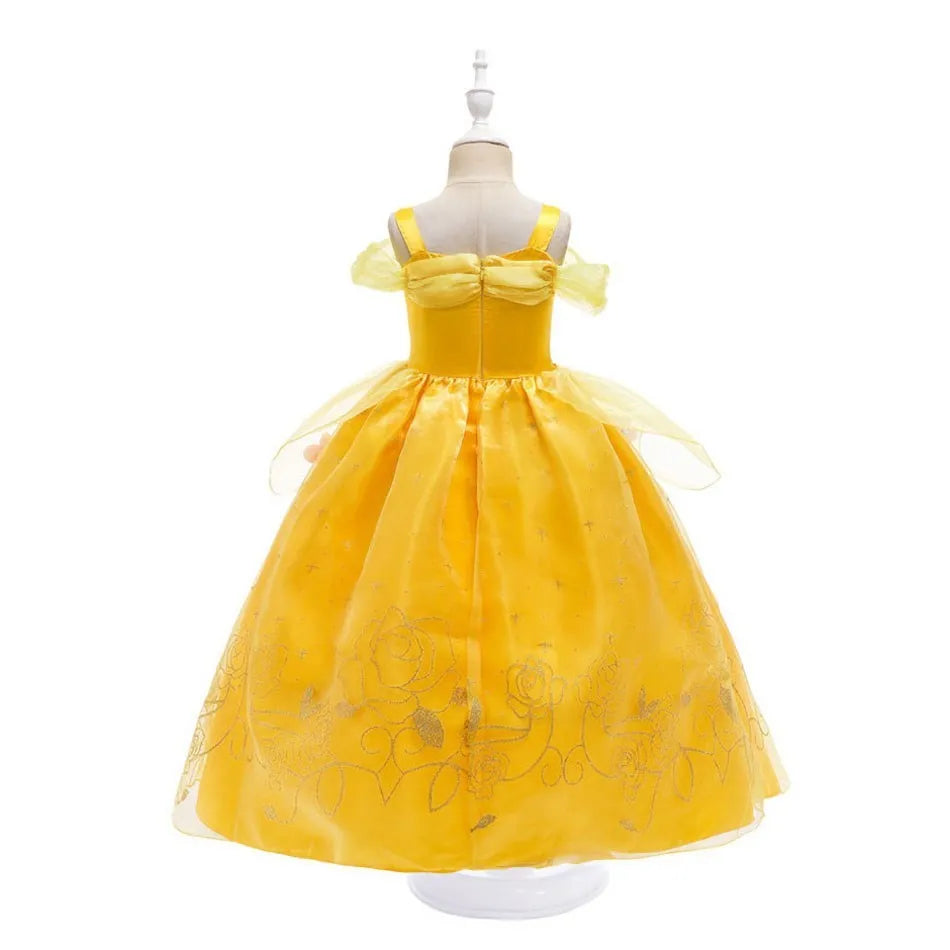 Girls Belle Dress Children Christmas Elegant Princess Costume Baby Summer Halloween Disguise Cosplay Party Fantasy 3-10 Years