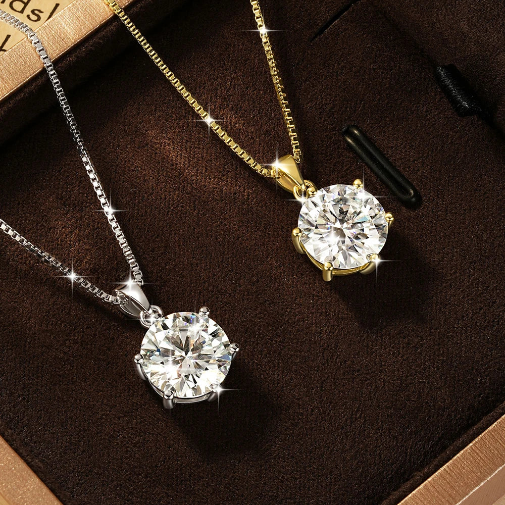 Pass Diamond Test 1.0ct–5ct Moissanite Necklace Sparkling Solitaire Pendant Necklaces for Women Wedding Party Jewelry Gift