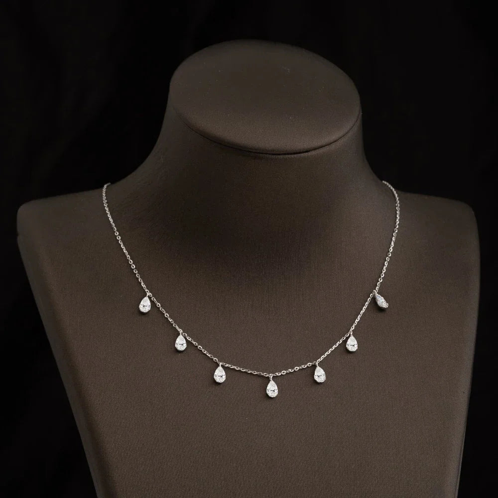 0.5carat Pear Cut Moissanite Diamond Drop Necklaces for Women 925 Sterling Silver Bridal Neckchain Fine Jewelry with Certificate