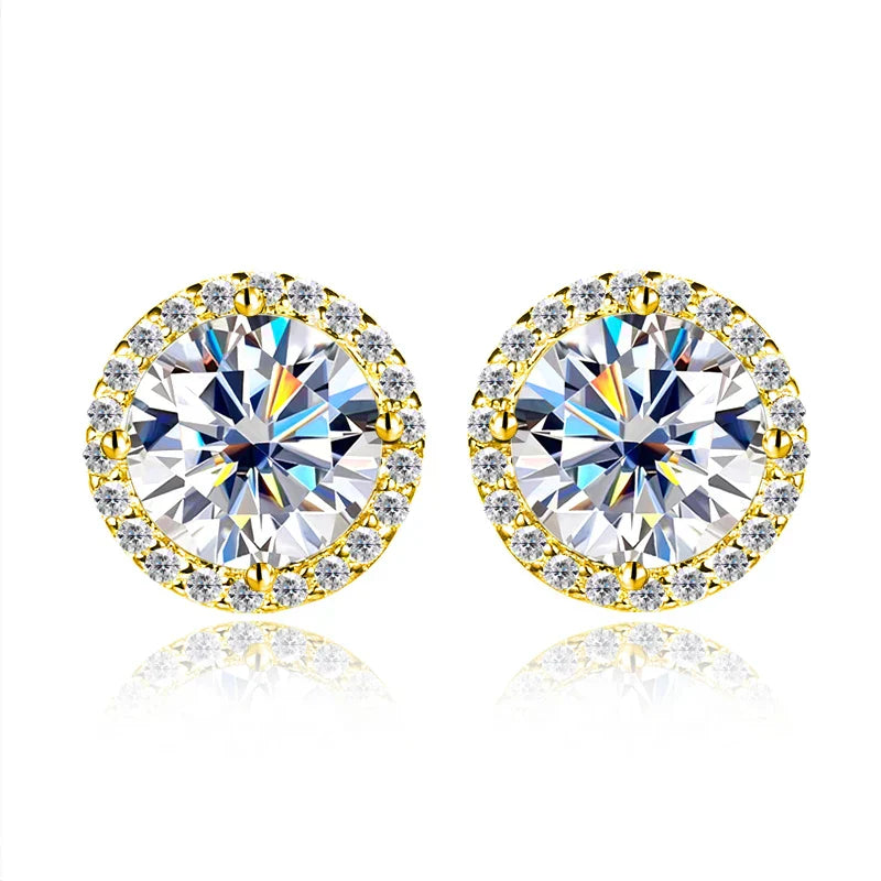 1ct D Color Moissanite Earring For Women Wedding Fine Jewely with GRA 925 Sterling Sliver Plated 18k White Gold Earring