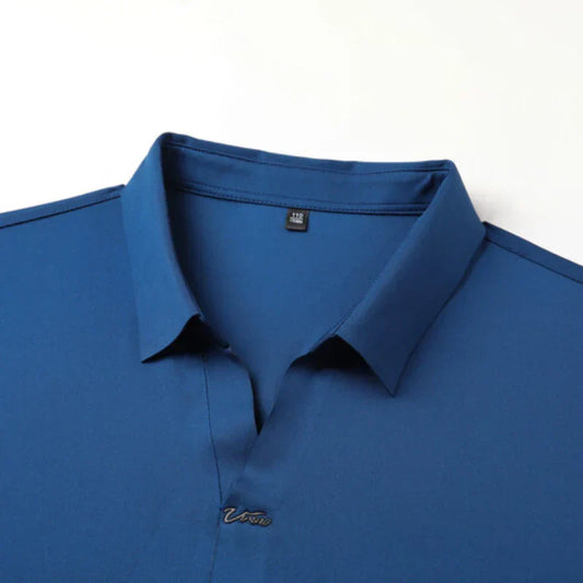 2024 High-quality Elastic Stretch POLO, Business Casual Men's Short-sleeved Shirt, Seamless V-neck M-4XL Men's Polo Shirt