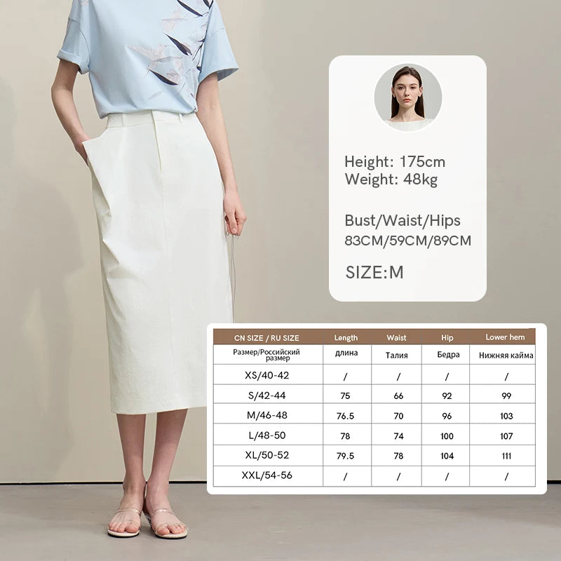 Women's Skirt 2026 Summer New Office Slit H-Line Midi Straight Casual Skirt Asymmetric Pleated Ladies Clothes 12642058