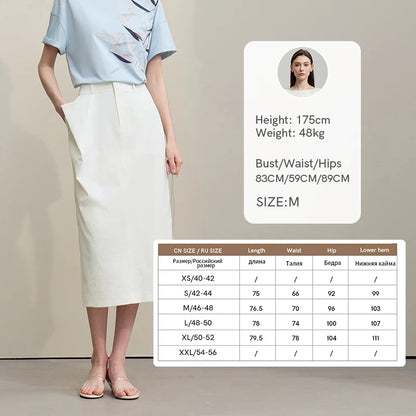 Women's Skirt 2026 Summer New Office Slit H-Line Midi Straight Casual Skirt Asymmetric Pleated Ladies Clothes 12642058