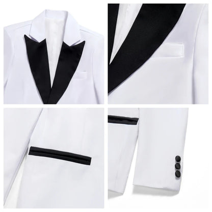 Classic White Boys Tuxedo 4 Pieces Wedding Guest Clothes Formal Peak Lapel Kids Suit Set Banquet Party Wear Chic Slim Fit Suits