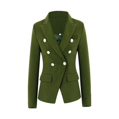 Pink Blazer Women TOP QUALITY Coat 2025 White Slim Blazer Jacket Female Double Breasted Metal Lion Buttons Women Blazers Tops