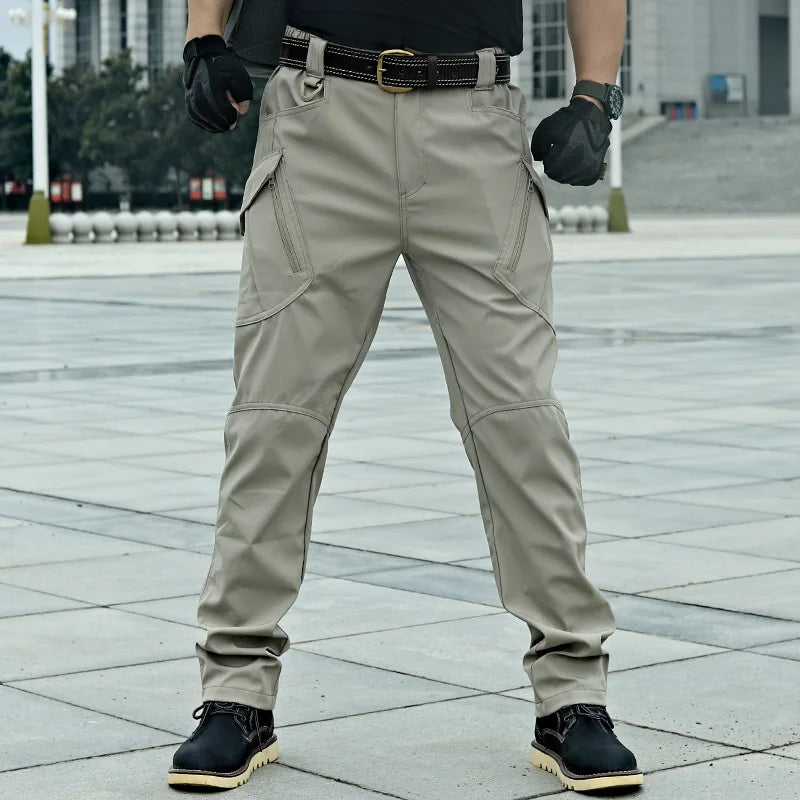 2024 Men's Autumn Tactical Cargo Pants Outdoor Work Pants Multi-pocket Casual Trousers Waterproof Quick Dry Elastic Pants Male