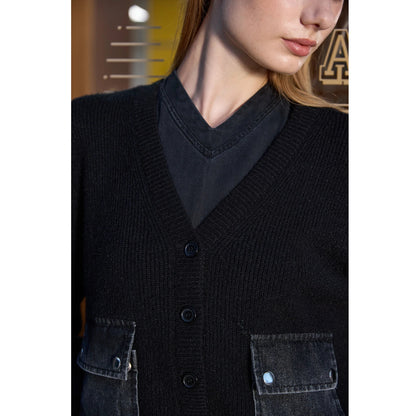 AP Women 2026 Autumn and Winter Denim V-neck Dress Knitting Cardigan Mock Neck Modal Shirt