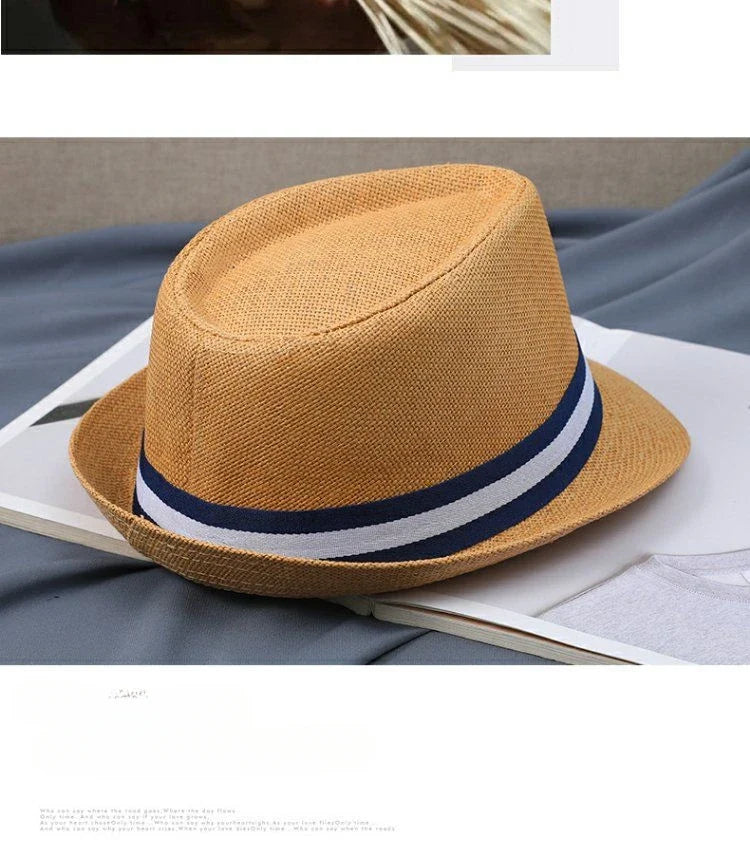 New Hat Men Summer Short Shading Fashion Jazz Gentleman Hat Middle-aged and Old Outdoor Leisure Joker Hat