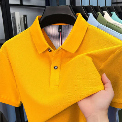 100% pure cotton high-end short sleeve polo shirt men's summer fashion new breathable Korean business casual golf brand T-shirt