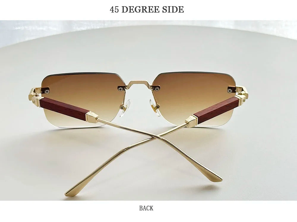 Rimless Sunglass Men Vintage 2025 Fashion Glasses Square Sunglasses Women Trendy And Fashionable Gafas De Sol Hombre Zonnebril