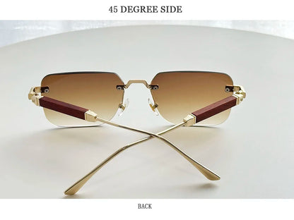 Rimless Sunglass Men Vintage 2025 Fashion Glasses Square Sunglasses Women Trendy And Fashionable Gafas De Sol Hombre Zonnebril