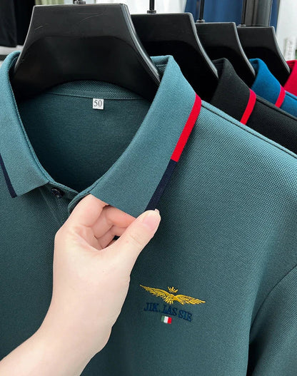 Spring and Autumn new 100% cotton long sleeved men's polo shirt brand high-end embroidered comfortable breathable casual T-shirt