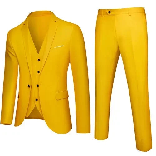 2026 New Men's Suit 3-Pieces Set (Jacket+Pants+Vest) Wedding/Party/Office Coat and Vests Trousers, Asian Sizes M-5XL 6XL.