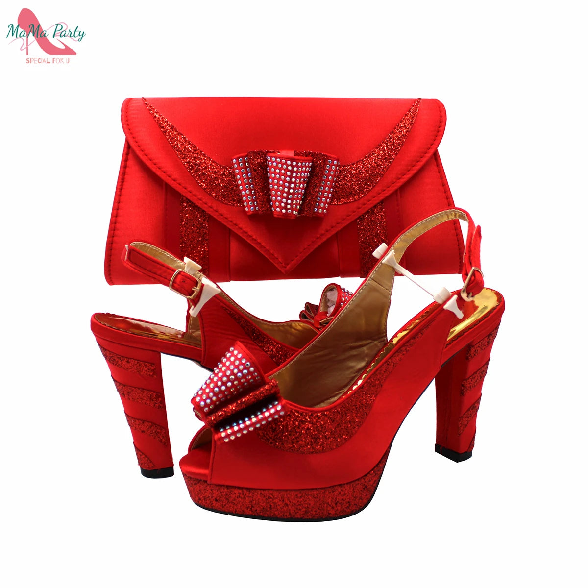 2021 Specials Design Black Color Nigerian Women Shoes and Bag Set High Quality Slingback Sandals with Appliques for Wedding