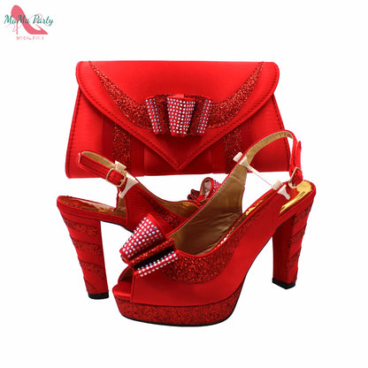 2021 Specials Design Black Color Nigerian Women Shoes and Bag Set High Quality Slingback Sandals with Appliques for Wedding