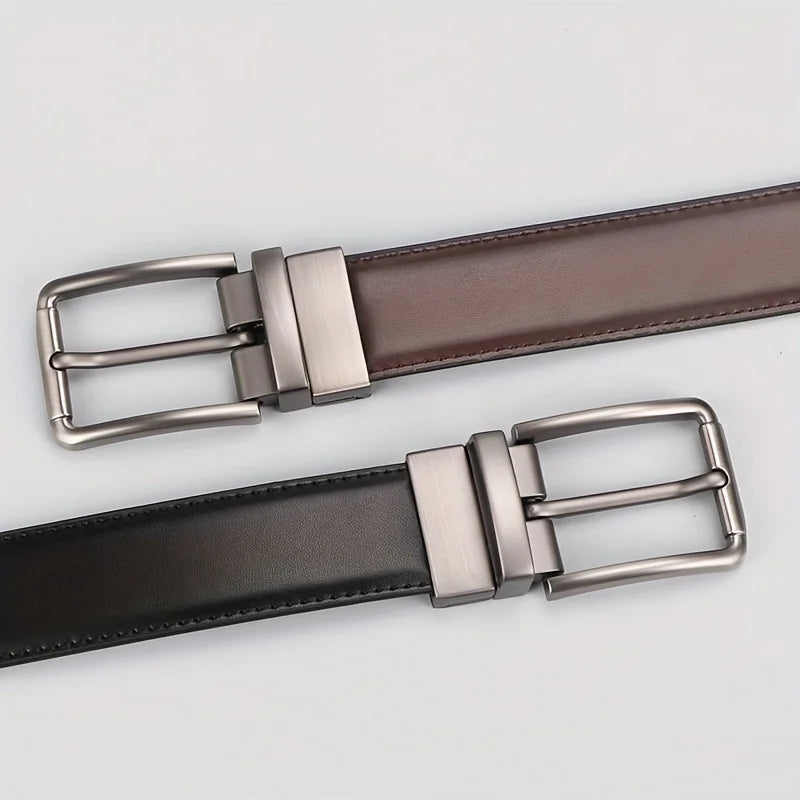 1pc Men's Genuine Leather Cowhide Reversible Belt