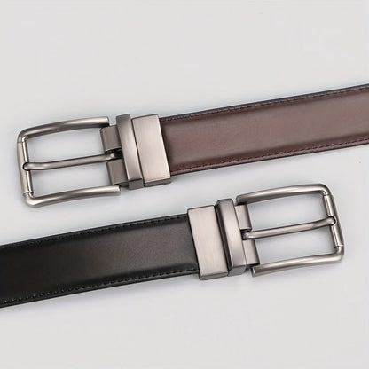 1pc Men's Genuine Leather Cowhide Reversible Belt