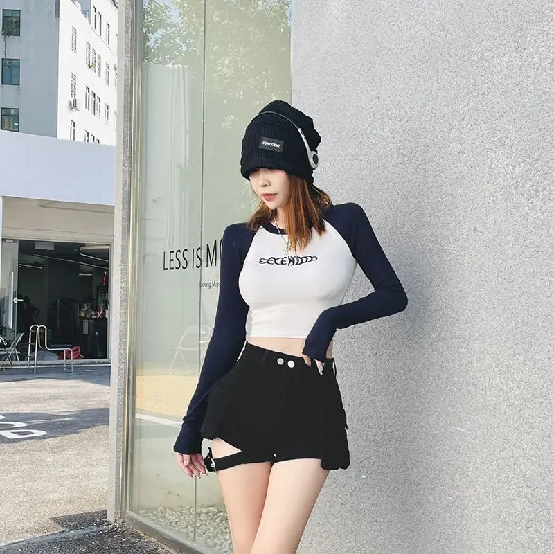 High Waisted Cargo Shorts Khaki Chic Pockets Jeans Shorts Sexy Girl Summer Clothes for Women Denim Shorts Harajuku