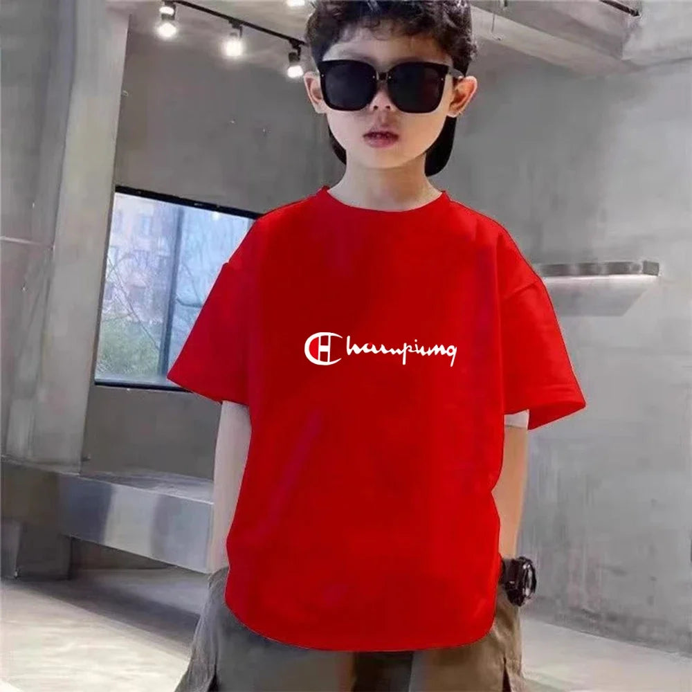 2026 Summer Kids White T-shirt+Shorts Two-Piece Set Idol Print Boys Girls Toddler3-12Yrs Sports Casual Brand Clothes