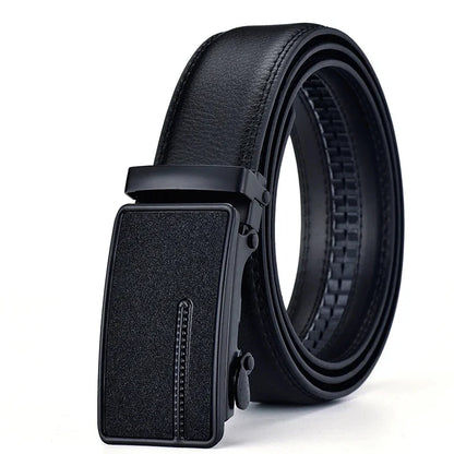 2026 New Cow Genuine Leather Men's Belt Cowhide Strap for Male Automatic Buckle Belts for Men Black Buckle Belts