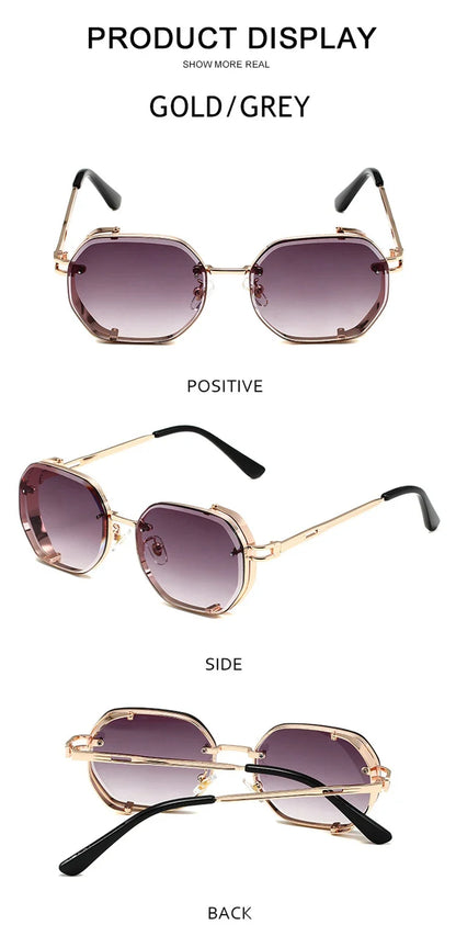 Square Punk Sunglasses For Men 2023 Luxury Steampunk Vintage Fashion Glasses Retro Shades Lunette De Soleil Homme Gafas De Sol