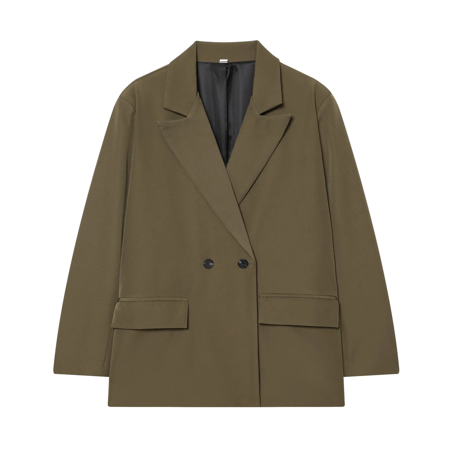 Fall Elegant Lady Commute Blazer Lapel Double-breasted Blazer Coat 2025 Spring Autumn Fashion Minimalist Office Women Blazer