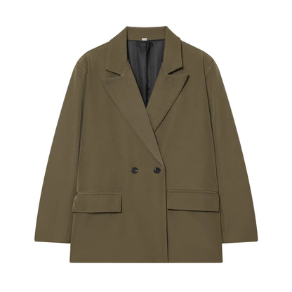 Fall Elegant Lady Commute Blazer Lapel Double-breasted Blazer Coat 2025 Spring Autumn Fashion Minimalist Office Women Blazer