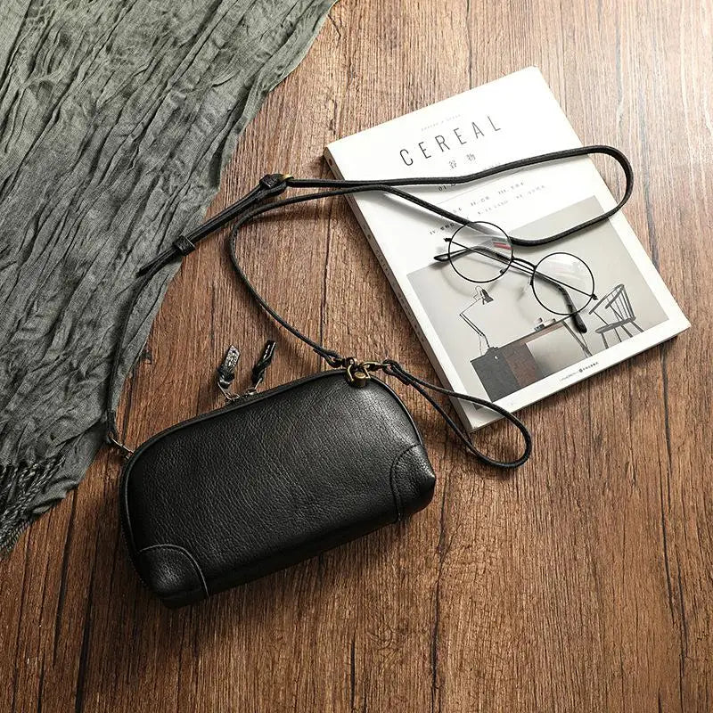Simple Genuine Leather Women Small Bag Leisure Natural Soft Cowhide Solid Color Versatile Shoulder & Crossbody Bags
