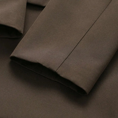 Women's Double-Breasted Solid Color Blazer Coat Long Sleeve Office Wear for Spring Autumn Winter Old Money Style