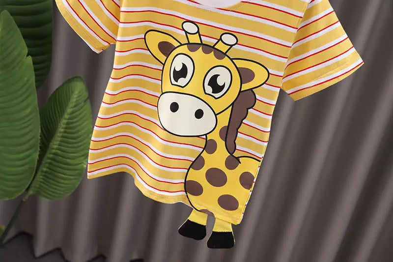 Summer Children Boys Clothing Kids Cartoon T-Shirt Shorts 2Pcs/Set Toddler Leisure Sport Suits Baby Cotton Tracksuits 0-5 Years