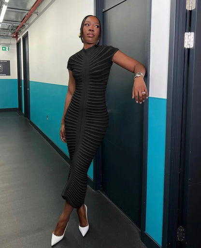 Sexy Bodycon Long Dress Women 2025 Summer Slim Fashion Short Sleeve Bandage Maxi Party Dresses Woman Skirt Elegant Vestidos