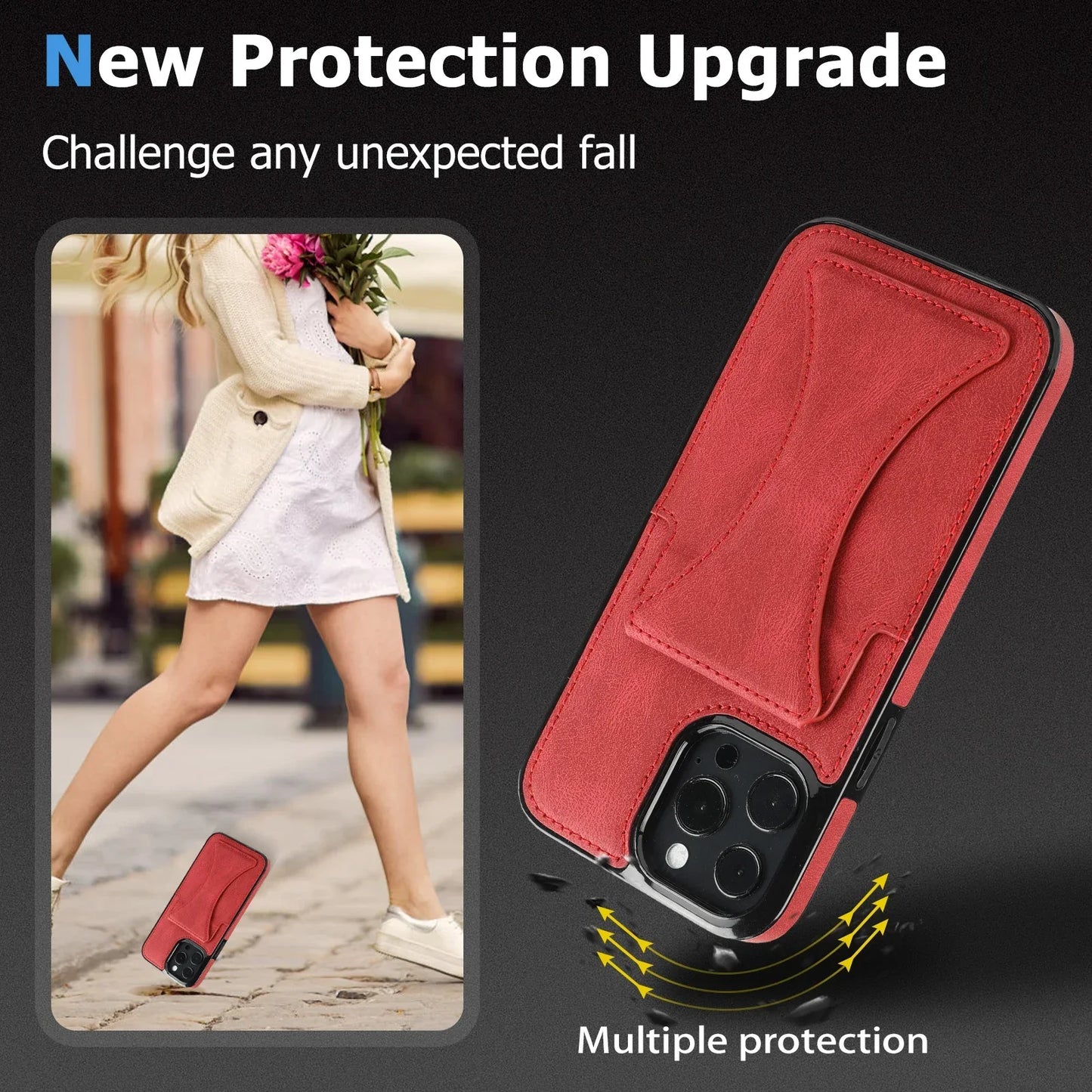 High Quality PU Leather Protective Credit Card Slots Foldable Kickstand Phone Case for iPhone 16 Pro Max 15 Plus 14 13 12 11