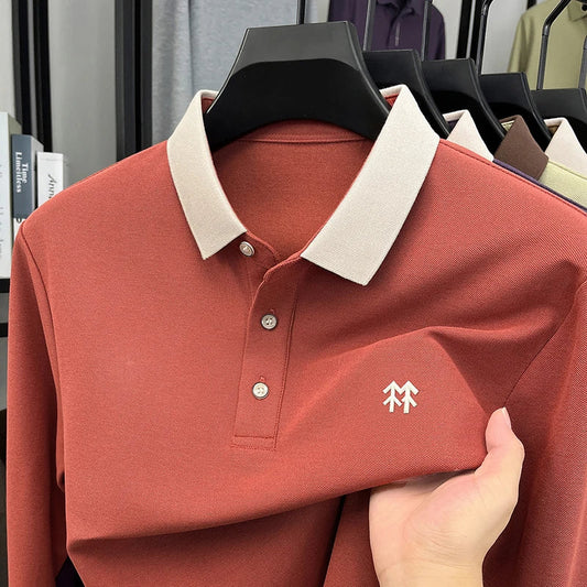 Design Brand Men's Polo Shirt Lapel Exquisite Embroid Long Sleeve Autumn New Breathable T-Shirt Business Leisure Trend Men'swear