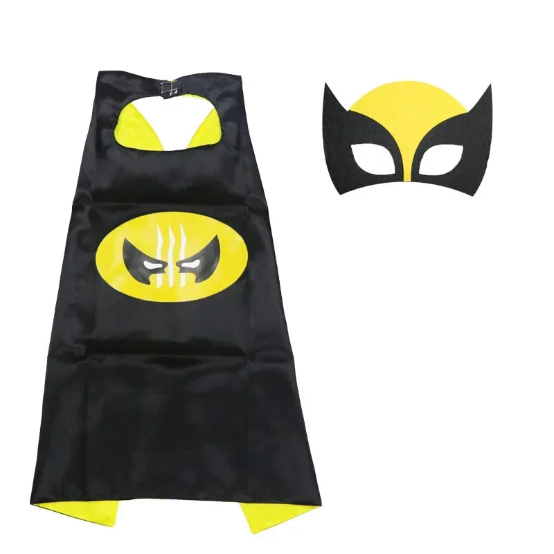 Superhero Masquerade Mask Cape Cloak Anime Spider Man Batman Cloak Action Figure Super Hero Toys Cosplay Child Party Gifts