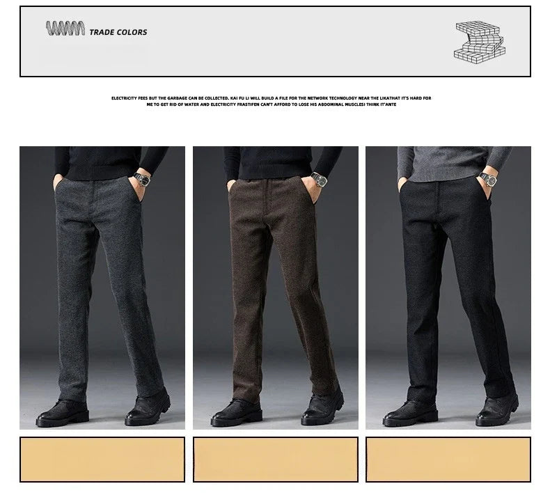 Men's Slim Fit Chenille Long Pants Advanced Business Casual Trousers Trend Autumn Comfortable Daily Wear Male Clothing