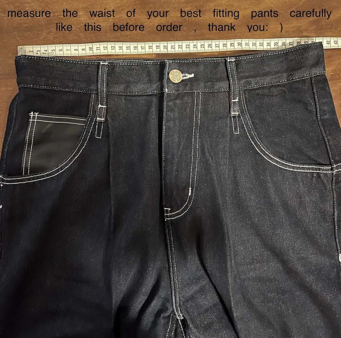 DN-0006 14oz Raw Indigo Selvage Washed Loose Fitting Pants Sanforised Denim Jean