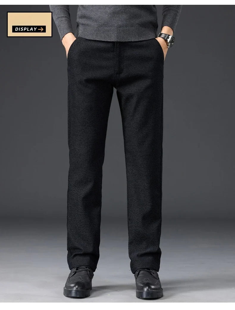 Men's Slim Fit Chenille Long Pants Advanced Business Casual Trousers Trend Autumn Comfortable Daily Wear Male Clothing