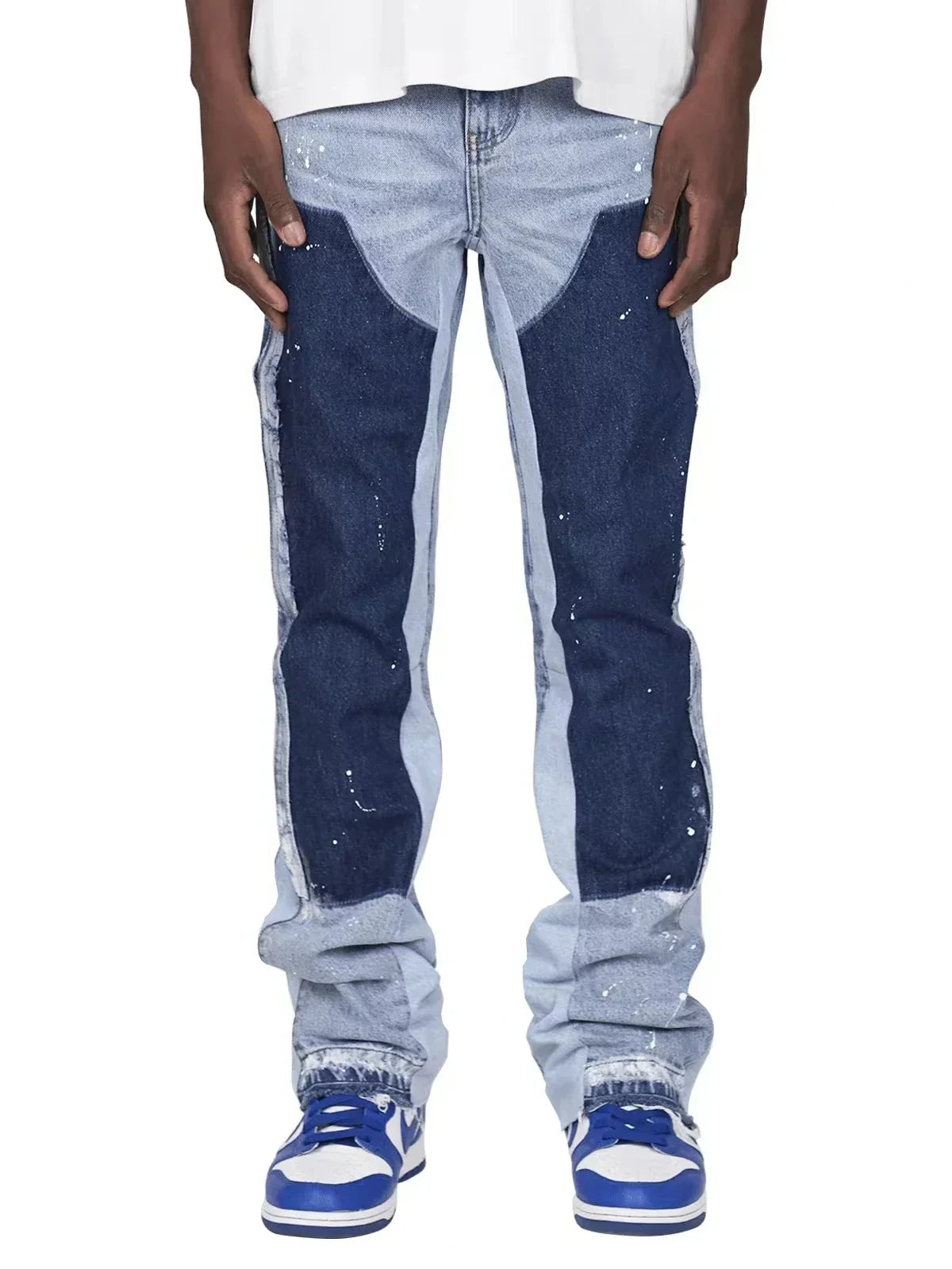 Men's Punk High Street Raw-Edge Skinny Jeans with Micro Trumpet Detail  Y2K Low Rise Stretch Floor Length Biker Rock Pants 2025