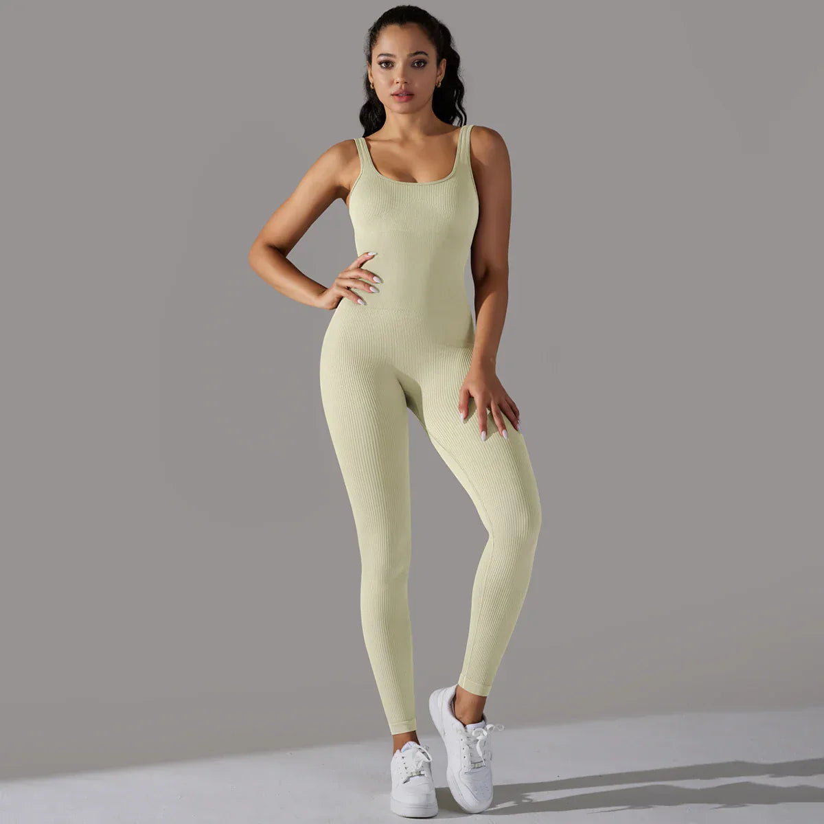 Fitness Sports Jumpsuit Screw Thread Sleeveless Bodysuit Women Seamless Set Full Seasons Casual Fitness Sporty Playsuit