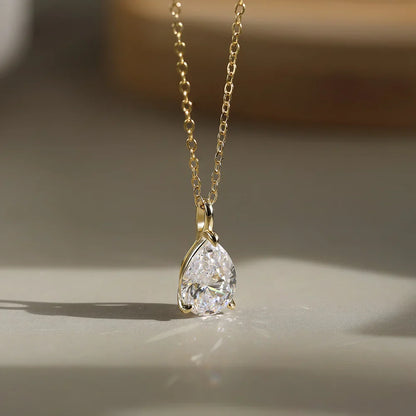 Simple Oval Shape 8A Zirconia Pendant Necklace Lady Engagement 925 Sterling Silver Versatile for Wedding Party LZN04