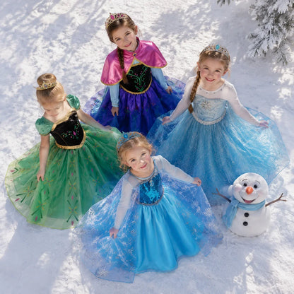 Elsa Anna Snow Queen Princess Dress for Girls Birthday Halloween Christmas Carnival Cosplay Outfit Kids 2-8Y Vestido