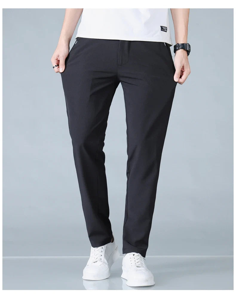 2025 Spring Summer Ultra-thin Men's Casual Pants Slim Straight Leg Elastic Waist Sports Jogging Trousers Fashion Men Golf Pants