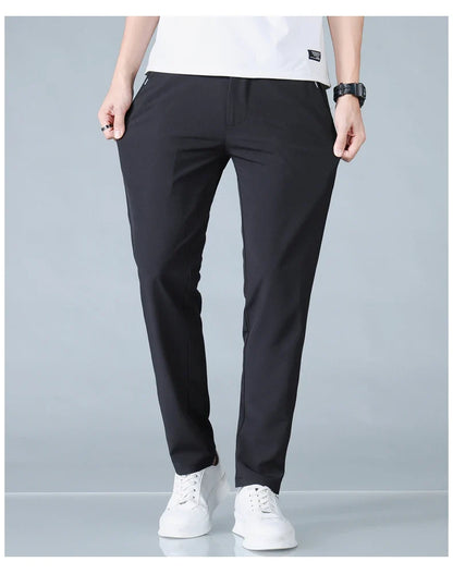 2025 Spring Summer Ultra-thin Men's Casual Pants Slim Straight Leg Elastic Waist Sports Jogging Trousers Fashion Men Golf Pants