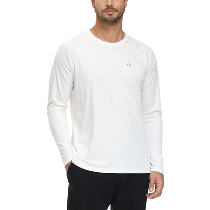 Men UPF 50+ Long Sleeve T-Shirt, Rash Guard Breathable Tops, Pullover Shirt for Sport Fishing Hiking Running Beach Surfing