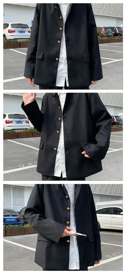 Spring Men's Casual Jacket Small Suit Japanese Style DK Uniform Student Coat Gakuran Youth Fashion Clothing
