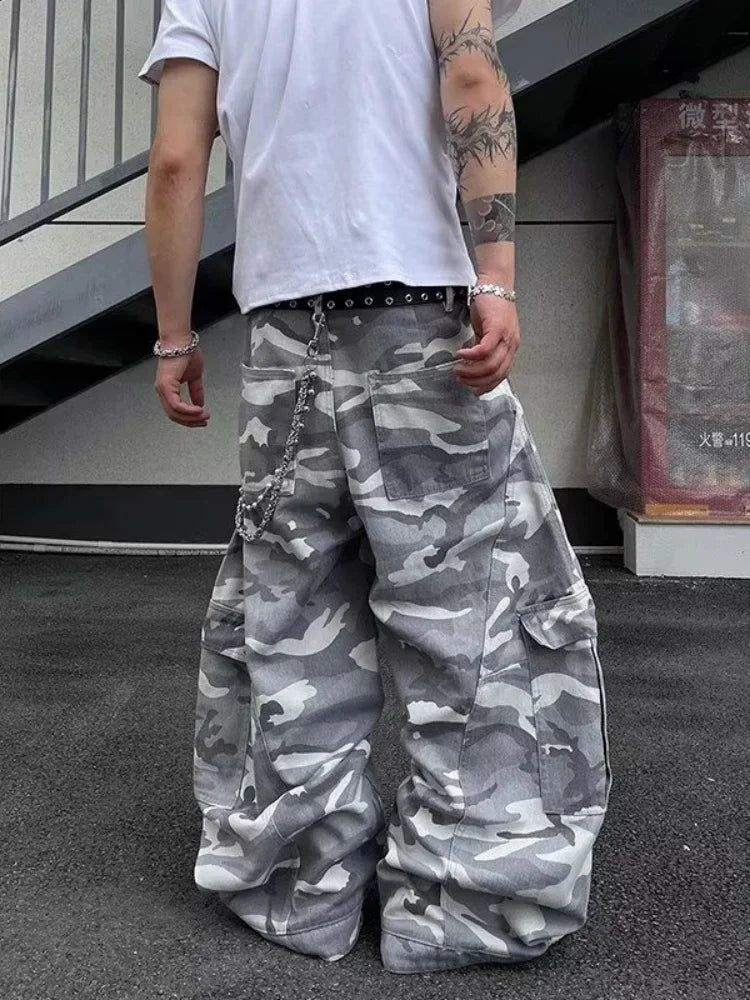 2026 Pantalones Y2K Streetwear Camouflage Baggy Cargo Jeans Pants For Men Clothing Wide Leg Oversize Long Trousers Moda Hombre