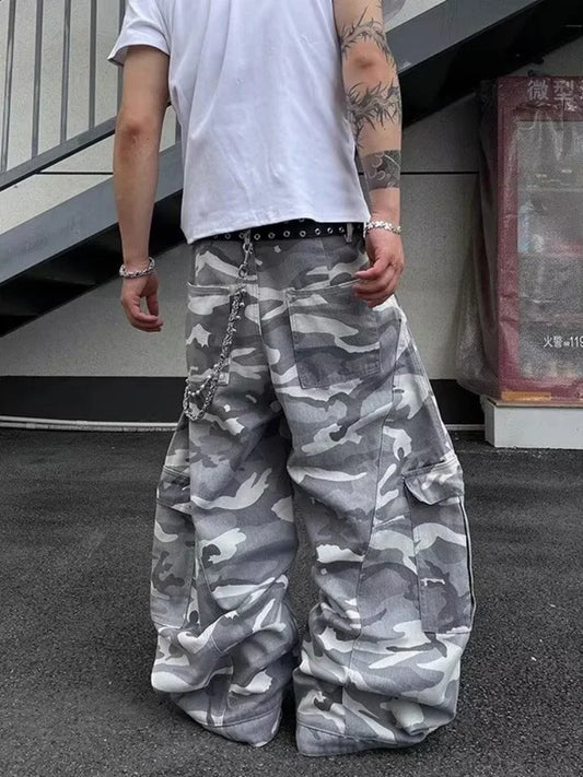 2026 Pantalones Y2K Streetwear Camouflage Baggy Cargo Jeans Pants For Men Clothing Wide Leg Oversize Long Trousers Moda Hombre