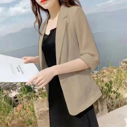 Linen Small Blazer For Women, Thin  Summer Suit, Korean Version, Sun Protection, Casual British Style, White And Black