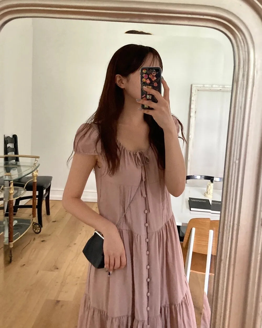 Spring 2025 Chic A-Line Dr Korean Sle Long Svel Women's Faionable Gown Ele Personali Commute Suitable Dr