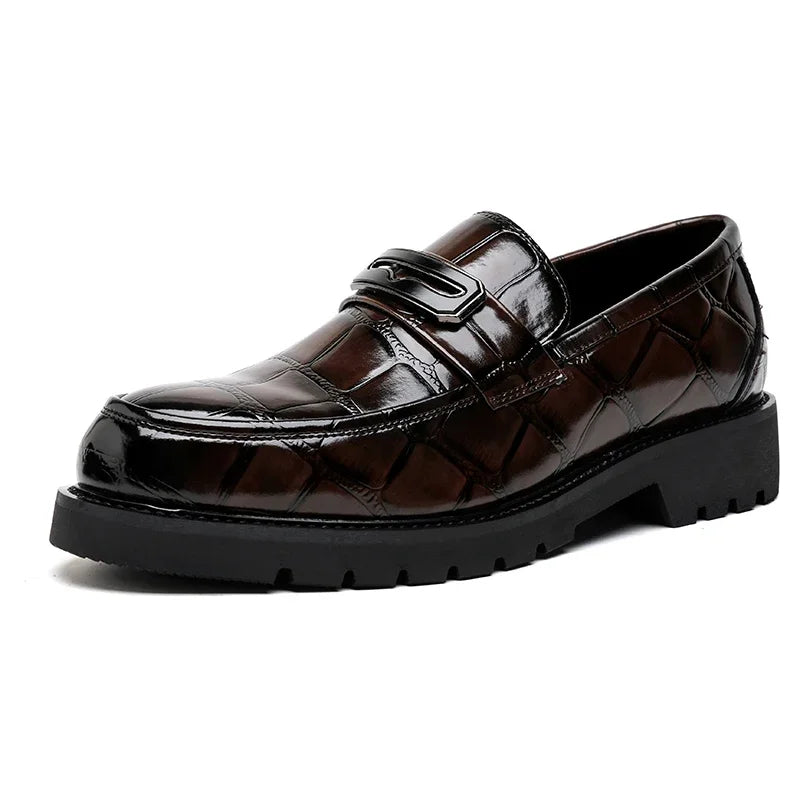 Men's Thick Soled Leather Shoes Minimalist Design Style Daily Outdoor Leisure Business Party Height Increasing Shoes Zapatillas